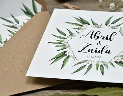 Invitaci&oacute;n de boda &ldquo;HOJAS DE LAUREL"