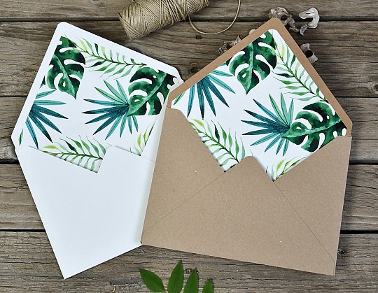 invitacion boda tropical kintamani 12 sobres forrados blanco y kraft - Weddingstudio invitacion-boda-tropical-kintamani-12