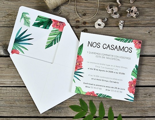 invitacion boda tropical laos 13 sobre blanco dorso - Weddingstudio invitacion-boda-tropical-laos-13