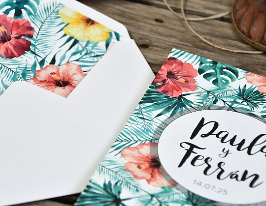 invitacion boda tropical nusa dua 10 sobre blanco - Weddingstudio invitacion-boda-tropical-nusa-dua-10