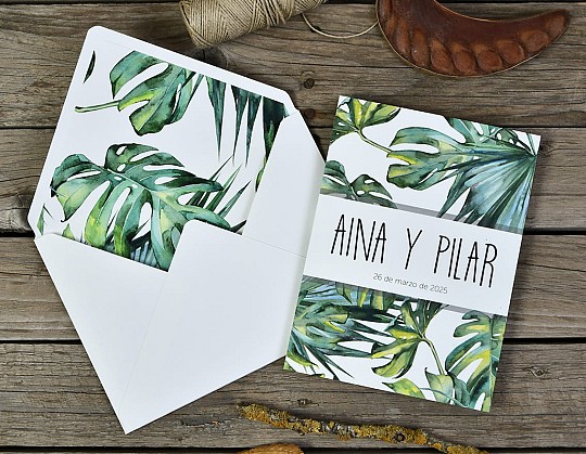 invitacion boda tropical pai 16 con sobre blanco portada - Weddingstudio invitacion-boda-tropical-pai-16