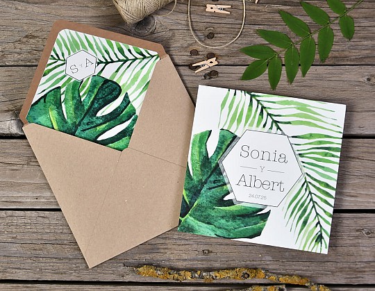 invitacion boda tropical phuket 06 con sobre kraft portada - Weddingstudio invitacion-boda-tropical-phuket-06