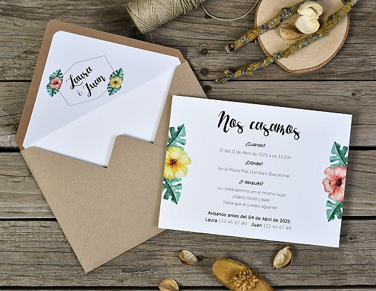 invitacion boda tropical singapur 13 flores colores - Weddingstudio invitacion-boda-tropical-singapur-13