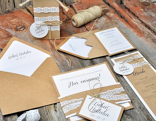 invitacion boda vintage always a tu lado 12 con sobres, tarjeta, minuta y regalo - Weddingstudio invitacion-boda-vintage-always-a-tu-lado-12