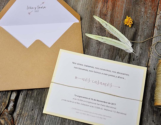 invitacion boda vintage fall in love 12 con sobre kraft dorso - Weddingstudio invitacion-boda-vintage-fall-in-love-12