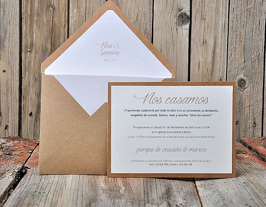 invitacion boda vintage nobody like tu 20 dorso con sobre kraft - Weddingstudio invitacion-boda-vintage-nobody-like-tu-20