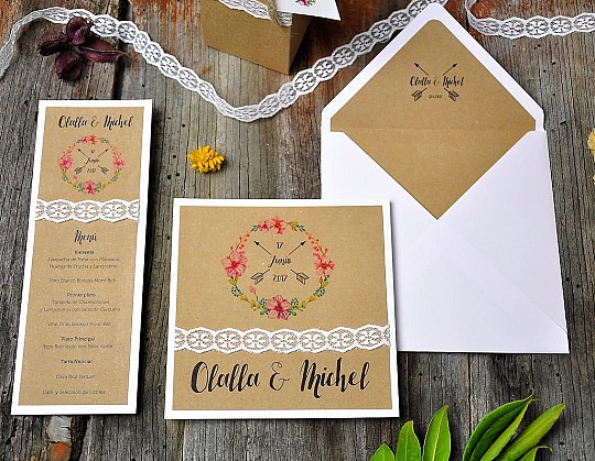 invitacion boda vintage nuestra wedding cool 07 con sobre blanco y minuta - Weddingstudio invitacion-boda-vintage-nuestra-wedding-cool-07