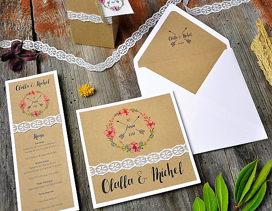 invitacion boda vintage nuestra wedding cool 08 con minuta y sobre blanco - Weddingstudio invitacion-boda-vintage-nuestra-wedding-cool-08