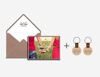 Pack 75/u invitaciones de boda + 2 llaveros personalizados FIRANUVIS WTC BARCELONA 2025
